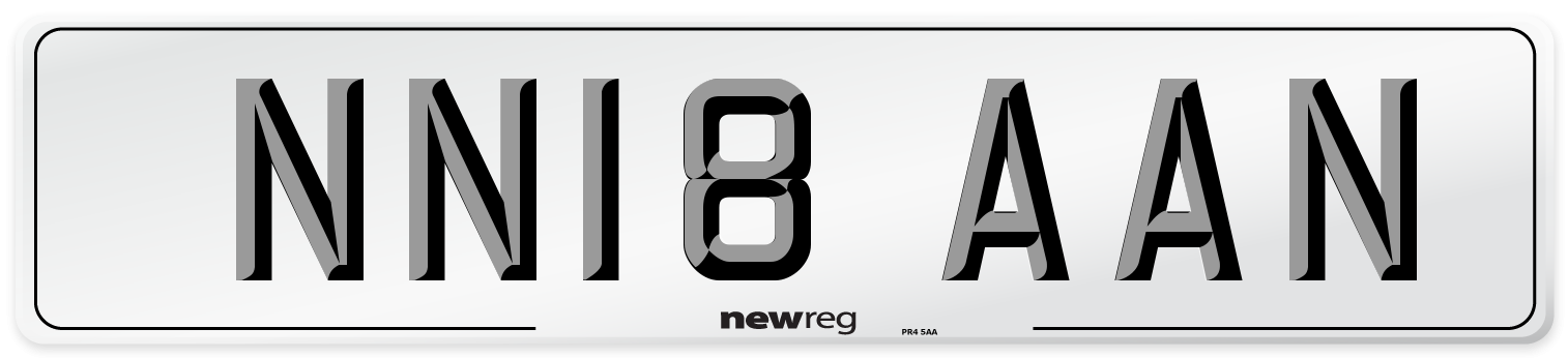 NN18 AAN Number Plate from New Reg